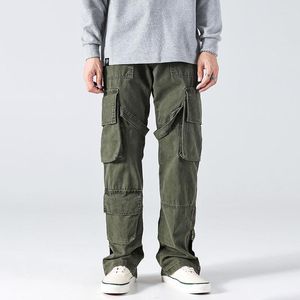 Men's Pants DEEPTOWN Vintage Cargo Men Ribbons Straight Trousers Male Black Green Loose Casual Workwear Streetwear Hip Hop Spring