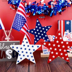 Party Decoration 4-Piece 4: e juli Tabell Centerpiece Träskyltar Dekorationer USA Flag Patriot T230522