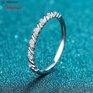 Полосы колец Smyoue 0056ct Moissanite Twisted Eternity Ring для женщин 100 925 Стерлинговая серебряная лаборатория Diamond Scackable Sadvable Band Band J230522