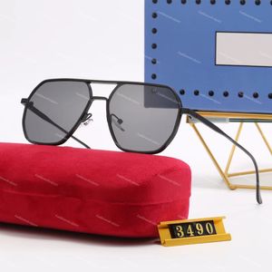 Designer-Sonnenbrille, Lunettes, Herren-Designerbrille, Vollrahmen, UV400, sonnenfest, Damenmode, Luxus-Übergröße, für Strand, Outdoor, goldfarbene Metall-Sonnenbrille 3409