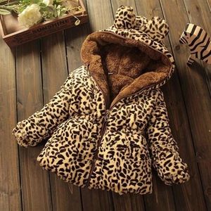 Modekläder för babyflicka Leopard Print Coat Parka med blixtlås och Hood Winter Warm Clothing 6 9 12 18 24 månader 2 3 4 år 2228C