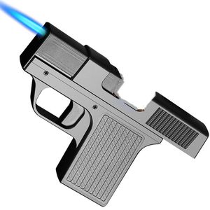 Neues kreatives Pistolen-Turbo-Gasfeuerzeug, aufblasbares Feuerzeug, Zigarettenetui, 10 Stück, winddichtes Zigarettenanzünder-Spielzeug
