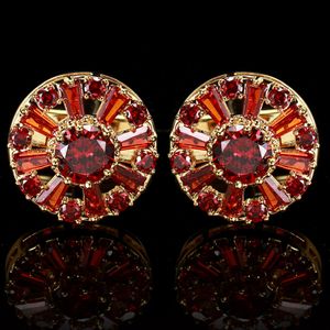 Luxo de luxo Mens Cufflink French Fashion Links for Women Red Gemstone camisetas Botões BONITOS BUSINES