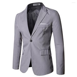 Herrdräkter Hösten One Button Stand Collar Casual Suit Jacket Factory rakt