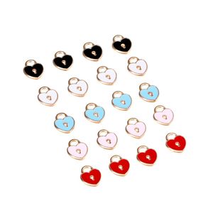 10pcs/lot heart love lock lock loct oil pendantキーチェーンハンギングイヤリングネックレスdiyジュエリー作りアクセサリーのチャーム