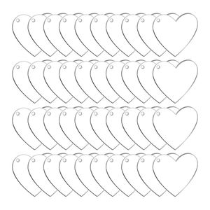 10pcs Transparent Acrylic Disc DIY Handmade Keychain Pendant Love Heart Blank Slice for Vinyl Crafts Jewelry Making Materials