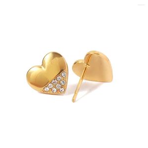Stud Earrings Youthway Metal Texture 18K Gold Plated Stainless Steel Heart Waterproof Charm Trendy Jewelry Women 2023