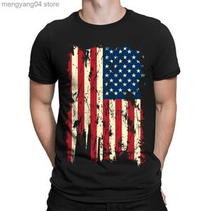 Camisetas masculinas coloridas EUA bandeira angustiada Patriotismo 4 de julho T-shirt de fogos de artifício para artigos adultos T-shirt T230522