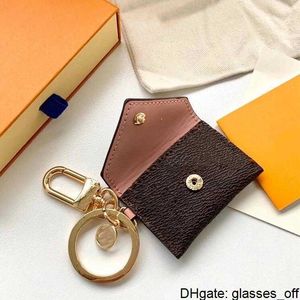 Carta de designer Carteira Keychain Tecking Fashion Fashion Pingente Chain Chain Charm Brown Flor Mini Bag Tinket Gifts Acessórios sem caixa JXHE