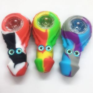 Cool Colorful Silicone Octopus Shape Pipes Herb Tobacco Oil Rigs förvaring Box Glass Hole Filter Bowl Portable Handpipes Rökning av cigaretthandhållarrör