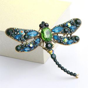 Yeni Moda Rhinestone Dragonfly Broş Pin Dekoratif Giysi Aksesuarları Hayvan Broşes Vintage Kristal Eşarp Takı Noelleri300y