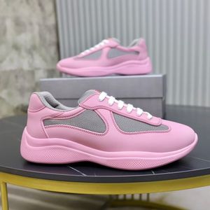 Låg topp Americas Cup sneakers skor män andas mesh gummicykel tyg man tränare utmärkta casual promenad vit gul blå rosa svart eu47