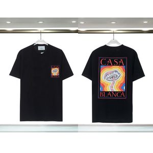 남자 티셔츠 남자 T 브랜드 디자이너 티 레인보우 버섯 문자 인쇄 짧은 슬리브 탑면 느슨한 남자 카사 블랑카 여자 셔츠 560