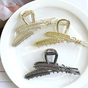 Elegant DIY Ponytail Claw Clip Golden Wheat Clip Rhinestone Alloy Hair Clip Wheat Ear Metal Hair Claw Hair Accessories