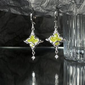 Dangle Earrings Y2K Jewelry Green Rhinestone Cross For Women Fashion Vintage Korean Charm 90s Aesthetic Accessories Party