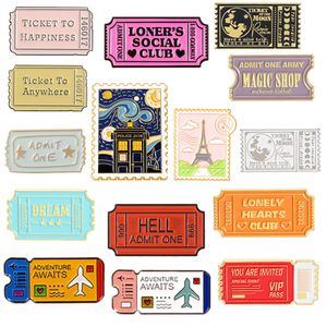 Kreative Flugticket Emaille Brosche Magic Shop Kinokarte Lonely Club Stempel Öl Tropfen Abzeichen Kunst Punk Schmuck Anstecknadeln Geschenk