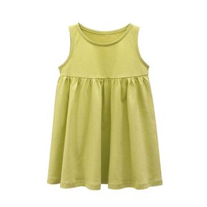 Vestidos de meninas crianças meninas vestido aline de verão roupas de verão roupas de algodão vestidos de princesa verde amarelo 230224 230520