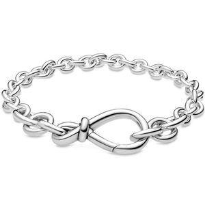 Bangle Original Chunky Infinity Knot Chain Pulseira Fit 925 Sterling Silver Pulseira Mulheres Bead Charme DIY Europa Jóias