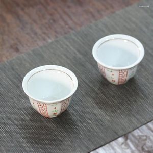 Tazze Piattini Tazza in ceramica Chaozhou Stile retrò nostalgico Vino dipinto a mano a forma di lanterna