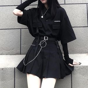 SUITS SINGOLO / SET SIMS SIMPA COREANO SERIE DARK VERATHILE SERIE SCLICE BF Top Women Women Fashion Two Piece Shot Jupe Dropshipping