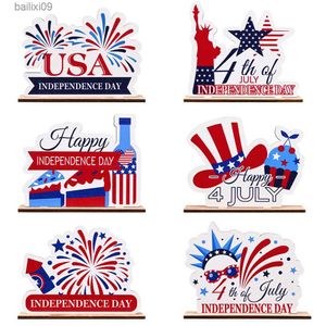Party Decoration American Independence Day trälornament Happy 4 juli USA National Day Party Decoration for Home Patriotic Decor Supplies T230522