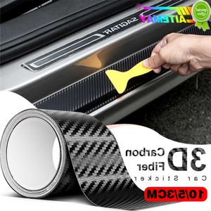 Araba Yeni 3D Karbon Fiber Araba Sticker Diy Yapıştır Koruyucu Şerit Otomatik Kapı Sill Yan Ayna Kazan Anti Bant su geçirmez Film