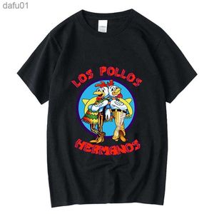 Camisetas masculinas xin yi de alta qualidade de alta qualidade100%algodão Breaking Bad Los Pollos Chicken Brothers Impresso Casual Funny Camise