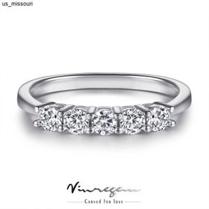 Band Rings Vinregem 925 Sterling Silver Round 3CT VVS White Sapphire Simulated Moissanite Row Diamond Ring Classic Jewelry Drop Shipping J230522