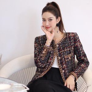 Women's Jackets Tweed Thick Fashion Winter Buttons Office Women Coat Full Sleeves Retro Vintage Good Quality Lady Formal Short Clothing