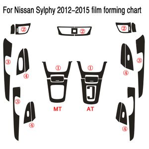 Para Nissan Sylphy B17 2012-2016 Interior Central Control Painel Porta da porta Decalques de adesivos de fibra de carbono Acessorie de estilo de carro