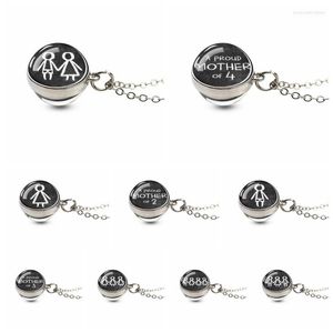 Pendant Necklaces Fashion Double Sided Glass Ball Chalk Board Proud Mom Necklace Jewelry For Mother's Day
