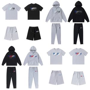 Trapstar Hoodie Shorts T-shirts Embroidery Plush Sweater Fashion Clothing Matching Drawstring Trousers Size S-XL With Dust Opp Bag