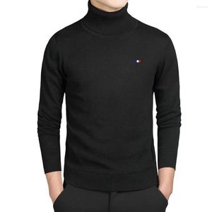 Men's Sweaters Spring Autumn Turtleneck Cotton Sweater Men Fashion Solid Knitted Casual Fit Pullover Jumper Bottoming Shirt