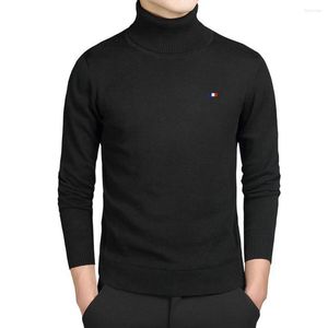 Män tröjor vårhösten turtleneck bomullströja män mode fast stickad casual fit pullover jumper bottoming shirt