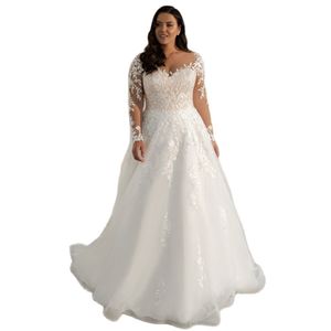 Suknie ślubne w rozmiarze Plus z długim rękawem V Nucia Back Back Bridal Suknia dla panny młodej szaty de Mariee