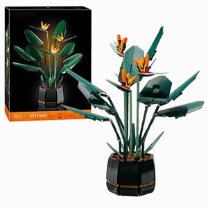 MOC Bouquet Bird of Paradise Block Flowid Orchid Potted Building Blocks Fit For 10289 Romantic Kit Assembly Bricks Toy Girl Gift