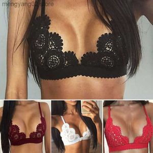 Bras 2021 Lace Crochet Bra Back Closure Intimates Non-adjusted Straps Ladies Bra Top Sexy Underwear For Women Wire-Free Bikini Tops T230522