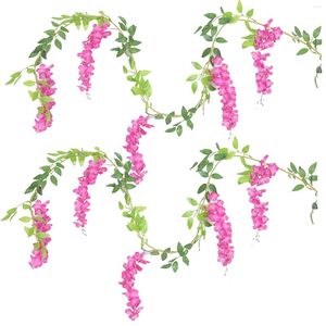 Decorative Flowers 2pcs Indoor Outdoor Wedding Fake Leaf Ceremony Vine Garland Wall Decoration Artificial Wisteria Party Trailing Hanging