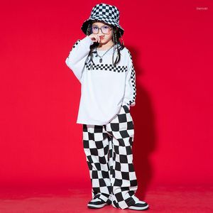 Scene Wear Kids Teen Carnival Clothes Hip Hop Danicng Clothing Oversize Sweatshirt Tops Checkered Pants For Girls Boys Jazz Dance Costumes