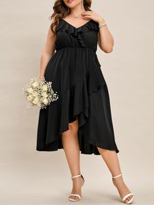 Sukienki plus size czarna letnia sukienka midi dla kobiet V luźna elegancka elegancka liniowa sukienki koktajlowe duże ubrania 230520