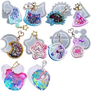 Heart Keychain Transparent Silicone Mold Epoxy Resin Sinkers Shaker Eternal Mould Dried Flower Filler Making Supplies Decoration