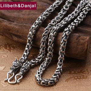 Necklaces Initial 6mm Thick Double Dragon Head Necklace Pendant 100% 925 Sterling Silver Men Necklace indian Jewelry ketting dames 2021 N3