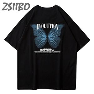 Mężczyzn S t t koszule niebieski motyl unisex t shirt men streetwear harajuku krótki rękaw T -koszulka bawełniana tshirt luźne topy hip -hopowe 230522