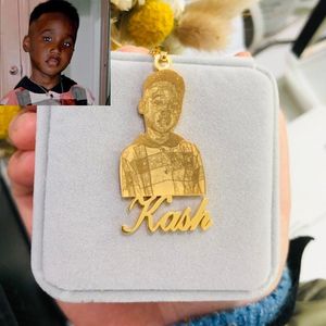 Halsketten Benutzerdefinierte Porträt Name Anhänger Halskette Personalisierte Menschliches Bild Foto Halskette Edelstahl Kubanische Kette Schmuck Beste Geschenke