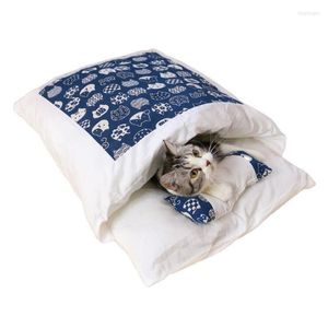 Camas de gato Cama de cachorro removível japonês conforto no sono profundo no inverno engrossar suprimentos de animais móveis supuros para gatos a