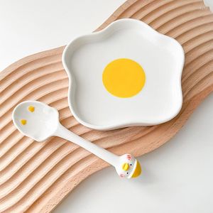Płytki Ins Egg Talerz do ceramiki Kawaii Breakde