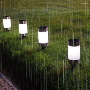 Outdoor Solar Garden Pathway Light Ground Stainless Steel Landscape Lawn Poller