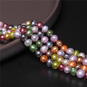 Crystal A -klass naturlig odlad regnbåge sötvatten pärlpärlor blandad färg 67 mm perles för smycken som gör lösa distanspärlor 14 