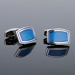 Cufflinks for Men TOMYE XK19S011 Fashion Personality Blue Square Buttons Casual French Shirts Cuff Links Wedding Gifts