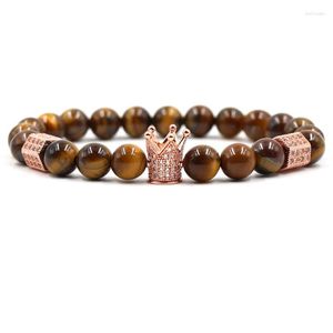 Strand Classic 4 Angle Gold Accessories Jewelry Bangle White Pine Stone Tiger Eye Beads Bracelet Men Women Fashion